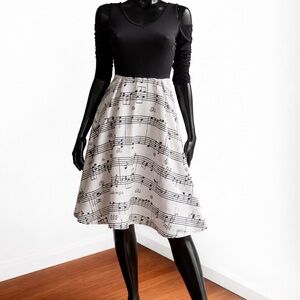 Black & White Musical-Print Dress